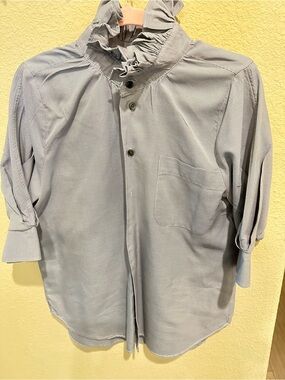 KMJ Ruffled Collar Light Blue Women's Blouse